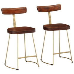 vidaXL Gavin Bar Stools Dining Room Chair Seat Stool Solid Mango Wood 2 pcs - brown, 49 x 43 x 79 cm