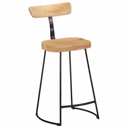 vidaXL Gavin Bar Stools Dining Room Chair Seat Stool Solid Mango Wood 2 pcs - brown and black, 49 x 43 x 88 cm - Additional view 8