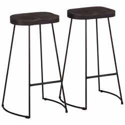 vidaXL Gavin Bar Stools Dining Room Chair Seat Stool Solid Mango Wood 2 pcs - black, 45 x 40 x 78 cm