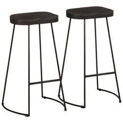 vidaXL Gavin Bar Stools Dining Room Chair Seat Stool Solid Mango Wood 2 pcs - black, 45 x 40 x 78 cm