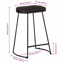 vidaXL Gavin Bar Stools Dining Room Chair Seat Stool Solid Mango Wood 2 pcs - black, 45 x 40 x 62 cm - Additional view 4