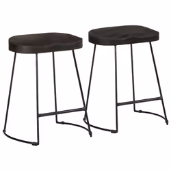 vidaXL Gavin Bar Stools Dining Room Chair Seat Stool Solid Mango Wood 2 pcs - black, 46 x 38 x 52 cm