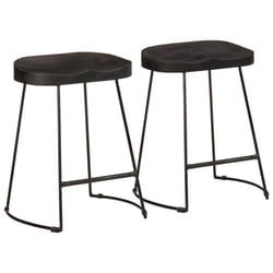 vidaXL Gavin Bar Stools Dining Room Chair Seat Stool Solid Mango Wood 2 pcs - black, 46 x 38 x 52 cm