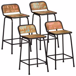 vidaXL Bar Chairs Breakfast Kitchen Seat Dining Room Chair Counter Pub Stool - Solid reclaimed wood, iron, 46 x 35.5 x 80 cm/ ...