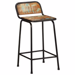 vidaXL Bar Chairs Breakfast Kitchen Seat Dining Room Chair Counter Pub Stool - Solid reclaimed wood, iron, 46 x 35.5 x 80 cm/ 4 pcs - Additional view 10