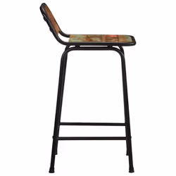 vidaXL Bar Chairs Breakfast Kitchen Seat Dining Room Chair Counter Pub Stool - Solid reclaimed wood, iron, 46 x 35.5 x 80 cm/ 4 pcs