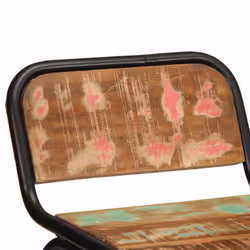vidaXL Bar Chairs Breakfast Kitchen Seat Dining Room Chair Counter Pub Stool - Solid reclaimed wood, iron, 46 x 35.5 x 80 cm/ 4 pcs - Additional view 4