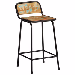 vidaXL Bar Chairs Breakfast Kitchen Seat Dining Room Chair Counter Pub Stool - Solid reclaimed wood, iron, 46 x 35.5 x 80 cm/ 4 pcs - Additional view 9
