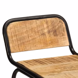 vidaXL Bar Chairs Breakfast Kitchen Seat Dining Room Chair Counter Pub Stool - Solid rough mango wood, iron, 46 x 35.5 x 70 cm/ 4 pcs - Additional view 4