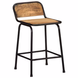 vidaXL Bar Chairs Breakfast Kitchen Seat Dining Room Chair Counter Pub Stool - Solid rough mango wood, iron, 46 x 35.5 x 70 cm/ 4 pcs - Additional view 9