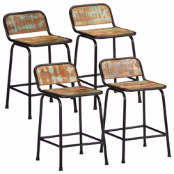 vidaXL Bar Chairs Breakfast Kitchen Seat Dining Room Chair Counter Pub Stool - Solid reclaimed wood, iron, 46 x 35.5 x 70 cm/ ...