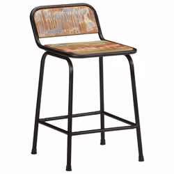 vidaXL Bar Chairs Breakfast Kitchen Seat Dining Room Chair Counter Pub Stool - Solid reclaimed wood, iron, 46 x 35.5 x 70 cm/ 4 pcs - Additional view 10