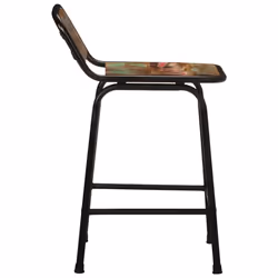 vidaXL Bar Chairs Breakfast Kitchen Seat Dining Room Chair Counter Pub Stool - Solid reclaimed wood, iron, 46 x 35.5 x 70 cm/ 4 pcs