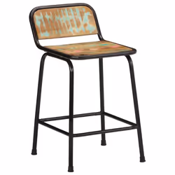 vidaXL Bar Chairs Breakfast Kitchen Seat Dining Room Chair Counter Pub Stool - Solid reclaimed wood, iron, 46 x 35.5 x 70 cm/ 4 pcs - Additional view 9