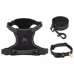 vidaXL Dog Harness with Lead and Collar Adjustable Dog Vest Harness Pink XL - black, l