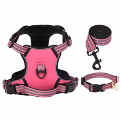 vidaXL Dog Harness with Lead and Collar Adjustable Dog Vest Harness Pink XL - pink, l