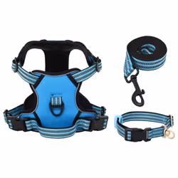 vidaXL Dog Harness with Lead and Collar Adjustable Dog Vest Harness Pink XL - blue, xl