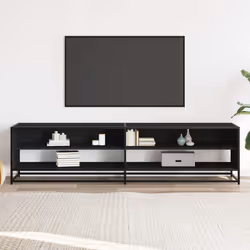 vidaXL TV Cabinet TV Stand Entertainment Centre TV Unit Black Engineered Wood - Additional view 2
