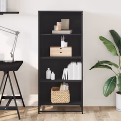 vidaXL Bookcase Bookshelf Book Rack Storage Cabinet Black Engineered Wood