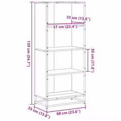 vidaXL Bookcase Bookshelf Book Rack Storage Cabinet Brown Oak Engineered Wood