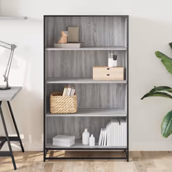 vidaXL Bookcase Bookshelf Rack Storage Cabinet Grey Sonoma Engineered Wood