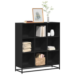 vidaXL Bookcase Bookshelf Rack Storage Cabinet Black Engineered Wood and Metal