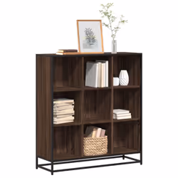 vidaXL Bookcase Bookshelf Storage Cabinet Brown Oak Engineered Wood and Metal