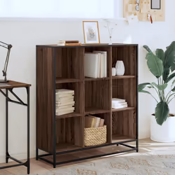 vidaXL Bookcase Bookshelf Storage Cabinet Brown Oak Engineered Wood and Metal