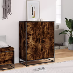 vidaXL Shoe Cabinet Shoe Storage Rack Brown Oak Engineered Wood and Metal - smoked oak - Additional view 2