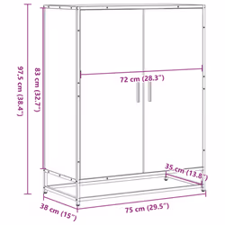 vidaXL Shoe Cabinet Shoe Storage Rack Brown Oak Engineered Wood and Metal - smoked oak - Additional view 3