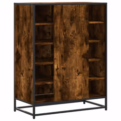 vidaXL Shoe Cabinet Shoe Storage Rack Brown Oak Engineered Wood and Metal - smoked oak - Additional view 5