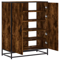 vidaXL Shoe Cabinet Shoe Storage Rack Brown Oak Engineered Wood and Metal - smoked oak - Additional view 6