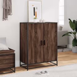 vidaXL Shoe Cabinet Shoe Storage Rack Brown Oak Engineered Wood and Metal - brown oak