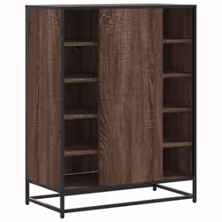 vidaXL Shoe Cabinet Shoe Storage Rack Brown Oak Engineered Wood and Metal - brown oak - Additional view 5