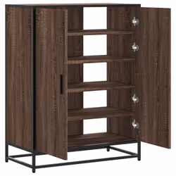 vidaXL Shoe Cabinet Shoe Storage Rack Brown Oak Engineered Wood and Metal - brown oak - Additional view 6