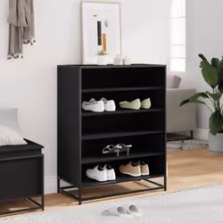vidaXL Shoe Cabinet Shoe Storage Rack Shoe Cupboard Engineered Wood and Metal - black