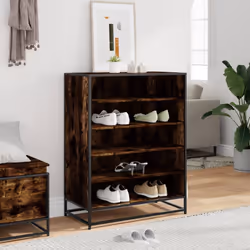 vidaXL Shoe Cabinet Shoe Storage Rack Shoe Cupboard Engineered Wood and Metal - smoked oak - Additional view 2