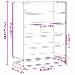 vidaXL Shoe Cabinet Shoe Storage Rack Shoe Cupboard Engineered Wood and Metal - grey sonoma - Additional view 8