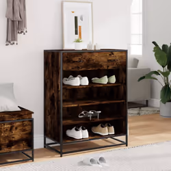 vidaXL Shoe Cabinet Shoe Storage Rack Sonoma Oak Engineered Wood and Metal - smoked oak - Additional view 2