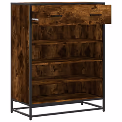 vidaXL Shoe Cabinet Shoe Storage Rack Sonoma Oak Engineered Wood and Metal - smoked oak - Additional view 6