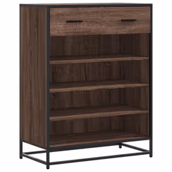 vidaXL Shoe Cabinet Shoe Storage Rack Sonoma Oak Engineered Wood and Metal - brown oak