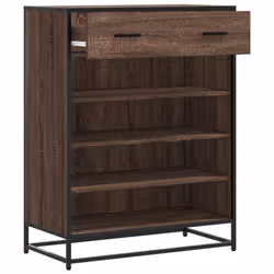 vidaXL Shoe Cabinet Shoe Storage Rack Sonoma Oak Engineered Wood and Metal - brown oak - Additional view 6