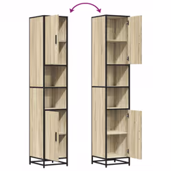 vidaXL Bathroom Cabinet Storage Cupboard Vanity Unit Engineered Wood and Metal - sonoma oak - Additional view 8