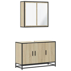 vidaXL 2 Piece Bathroom Furniture Set Black Engineered Wood bathroom cabinet - sonoma oak