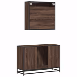 vidaXL 2 Piece Bathroom Furniture Set Black Engineered Wood bathroom cabinet - brown oak - Additional view 6