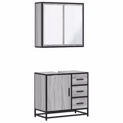 vidaXL 2 Piece Bathroom Furniture Set Black Engineered Wood bathroom cabinet - grey sonoma