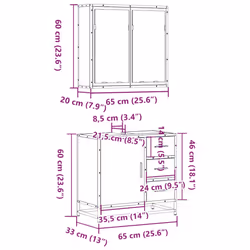 vidaXL 2 Piece Bathroom Furniture Set Black Engineered Wood bathroom cabinet - grey sonoma