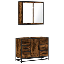 vidaXL 2 Piece Bathroom Furniture Set Brown Oak Engineered Wood - smoked oak