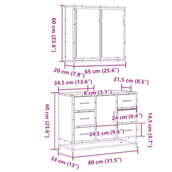 vidaXL 2 Piece Bathroom Furniture Set Brown Oak Engineered Wood - smoked oak - Additional view 10