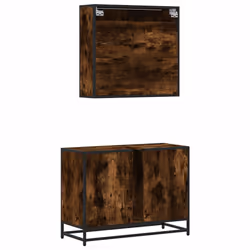 vidaXL 2 Piece Bathroom Furniture Set Brown Oak Engineered Wood - smoked oak - Additional view 6